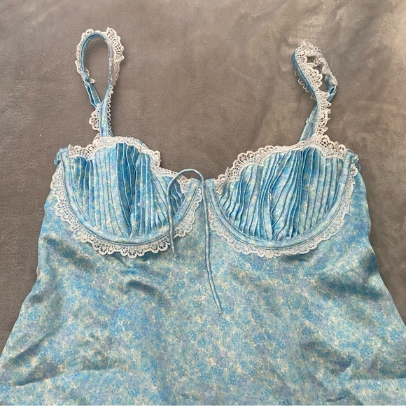 New! For love and lemons daisy Blue floral Mini Dress 3338 - Picture 7 of 11